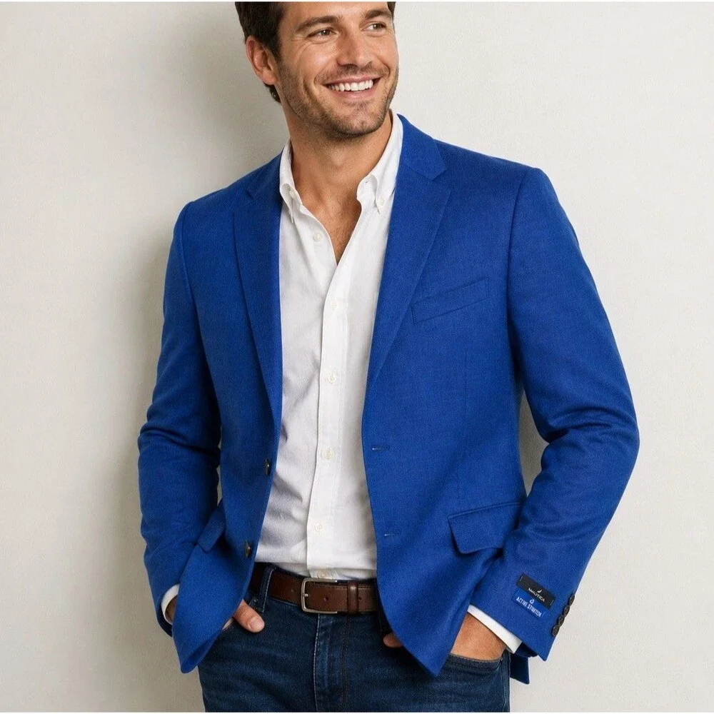 Nautica Jensen Blazer Mens 44R Bright Blue Active Stretch Sport Coat NWT